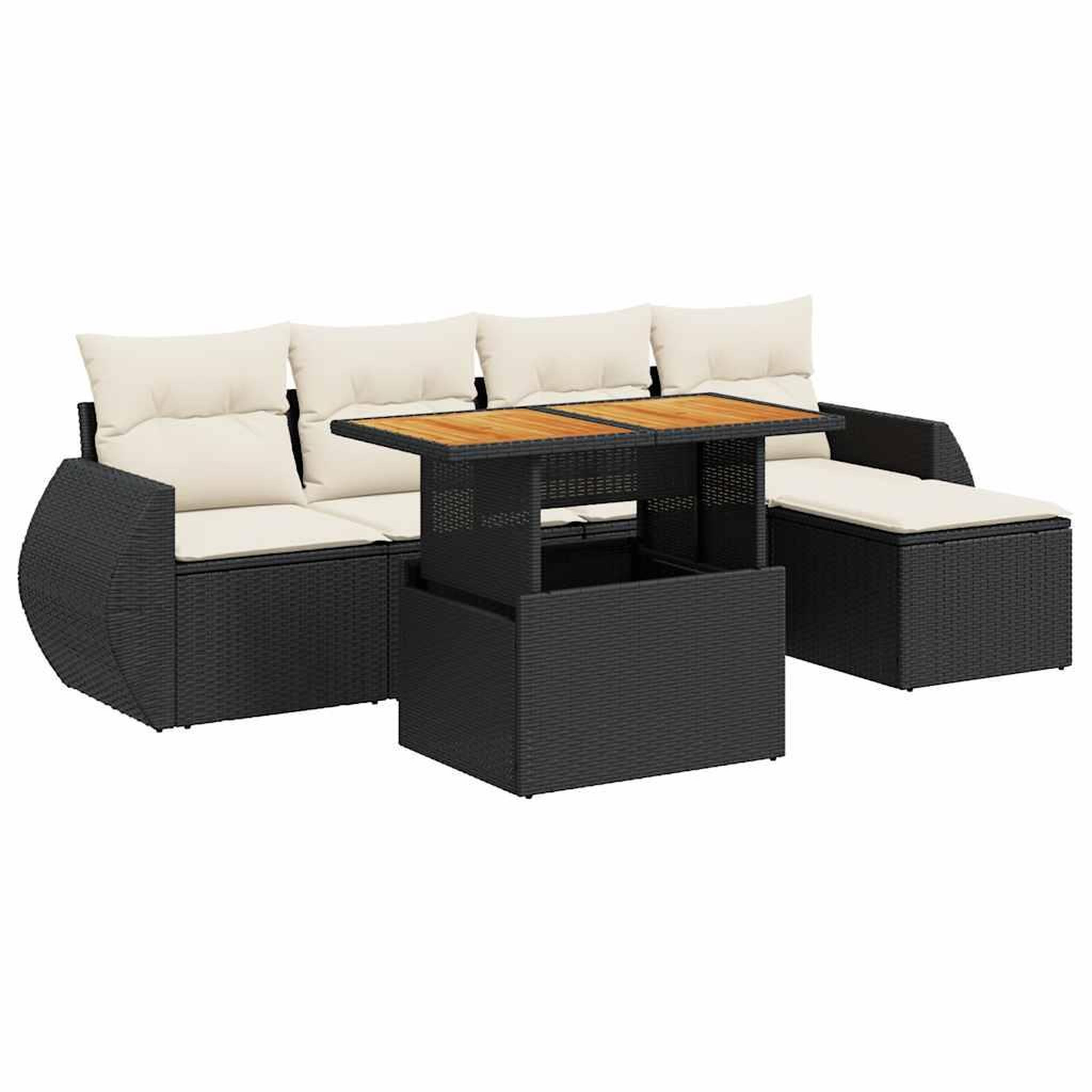 Voir la diapositive 2 : VIDAXL Salon de jardin 6 pcs avec coussins noir resine tressee