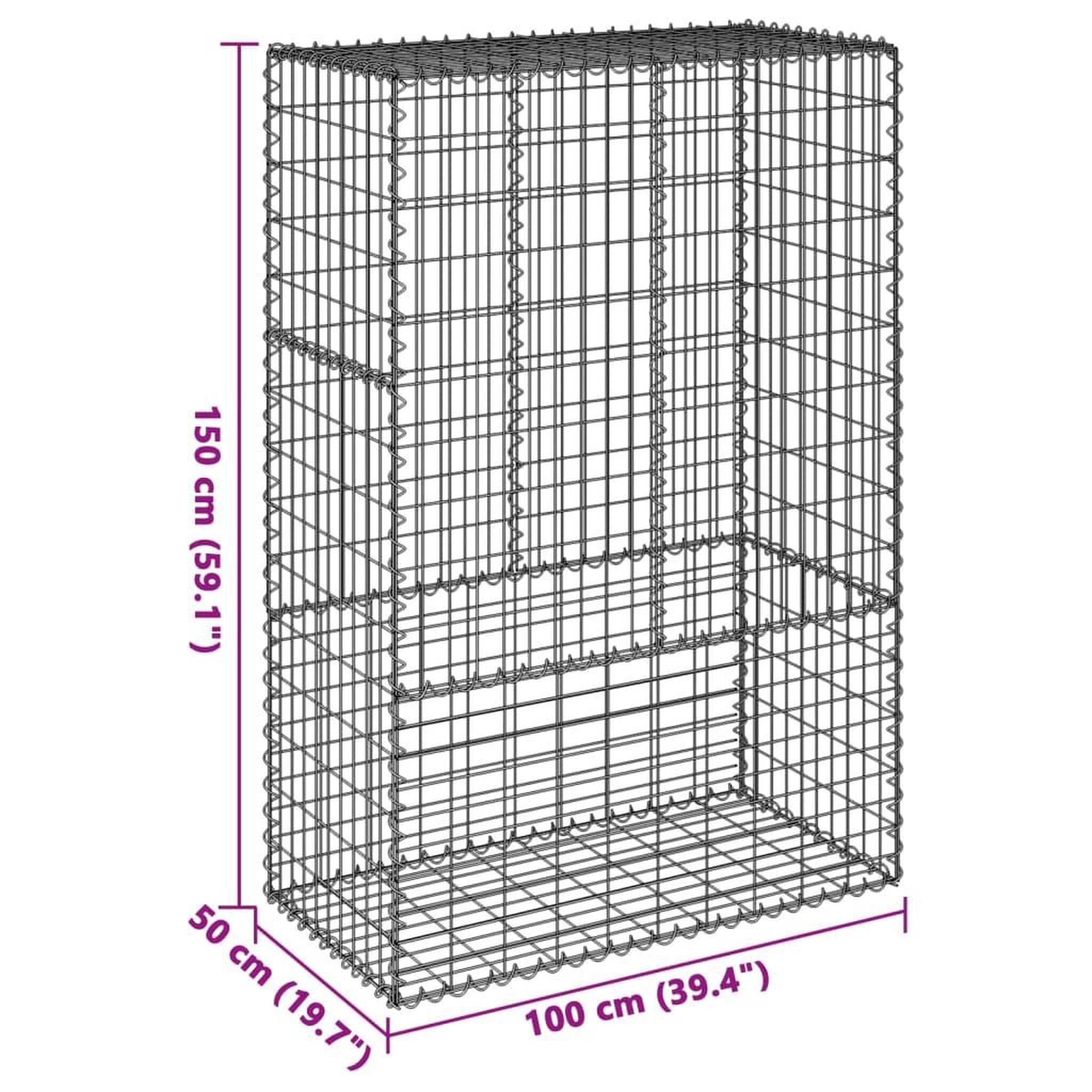 Voir la diapositive 6 : VIDAXL Panier gabion avec couvercle 100x50x150 cm fer galvanise