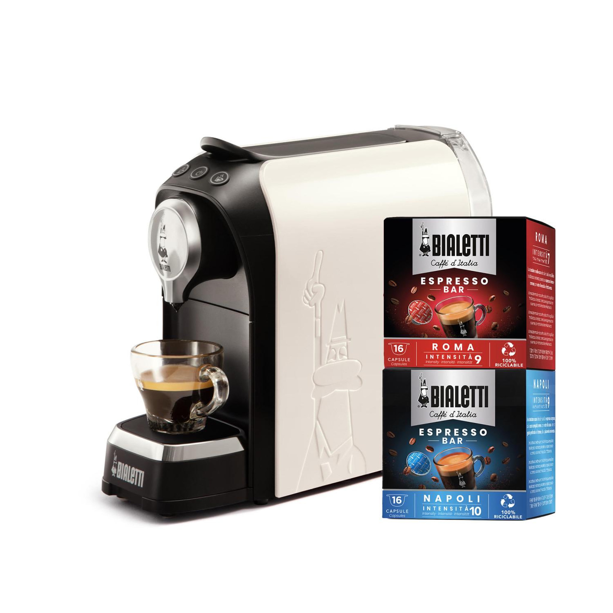 Voir la diapositive 1 : BIALETTI Machine à expresso automatique Bialetti Bundle Super + 32 capsules 0,7 L Blanc