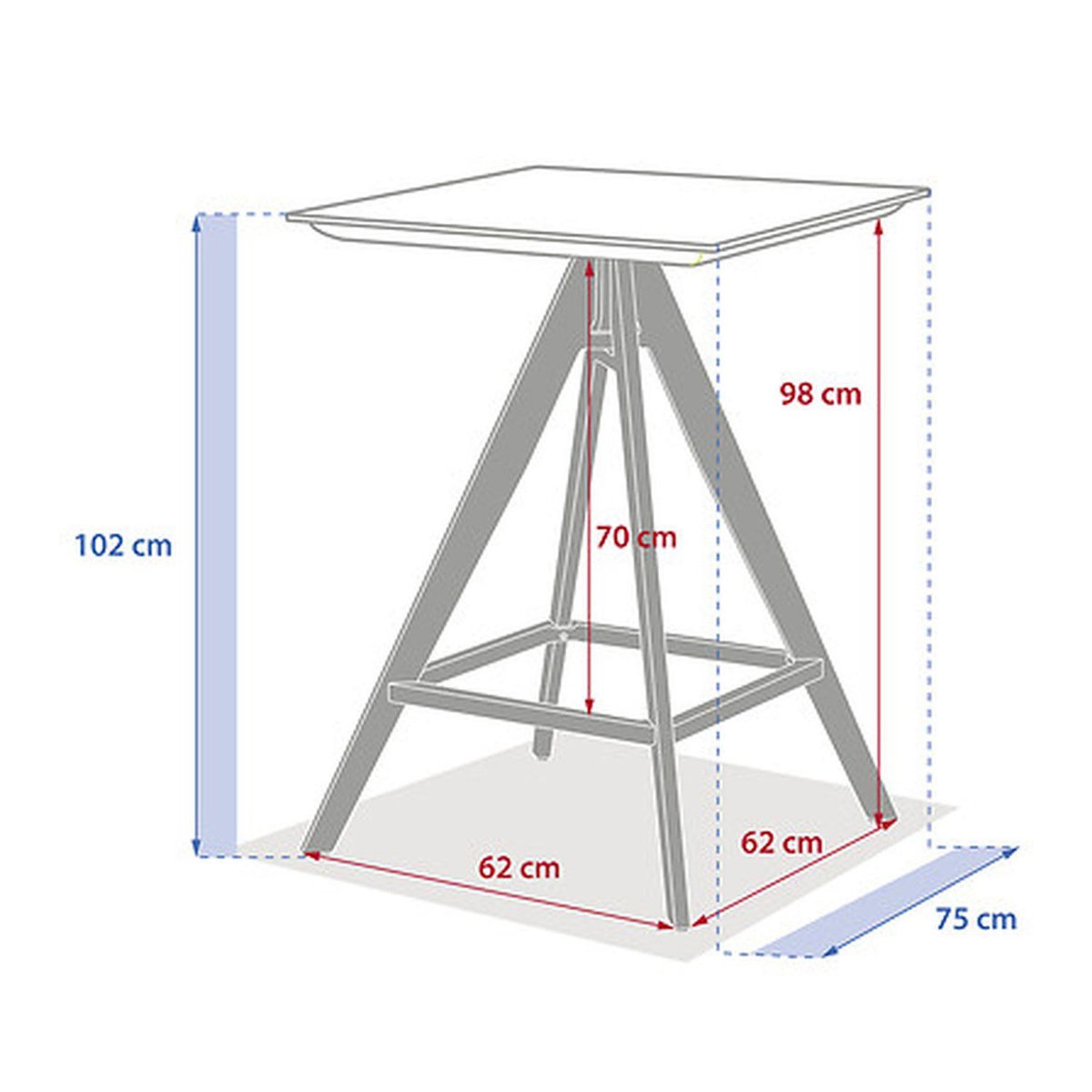 HESPERIDE Table de jardin haute en aluminium 2 places TERZANO - Vanille et argile