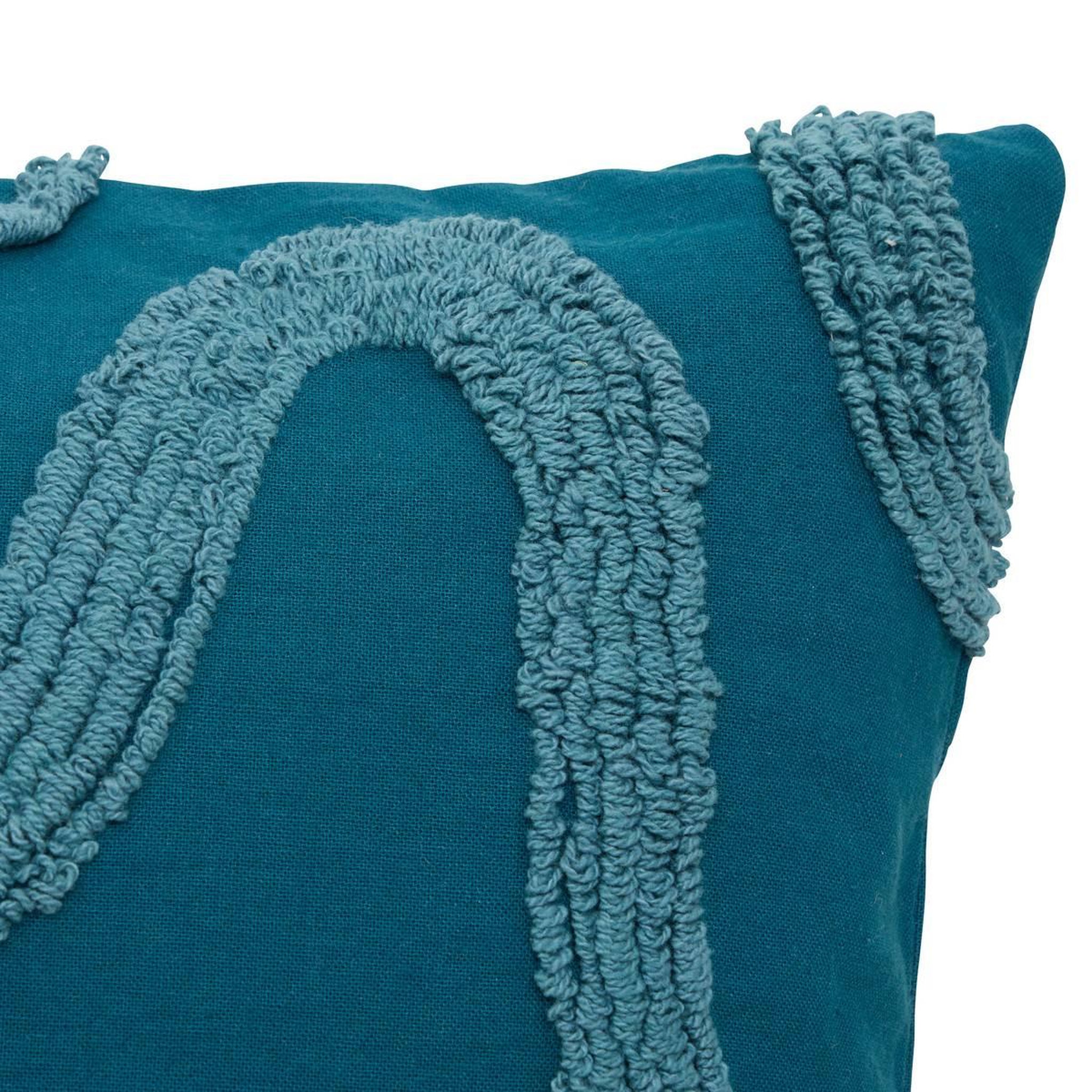 Voir la diapositive 2 : ATMOSPHERA Coussin déco tufté  homy  45x45cm bleu pétrole
