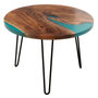 Voir la diapositive 1 : Paris Prix Table d'Appoint Ronde en Bois  Douglas  38cm Naturel & Bleu