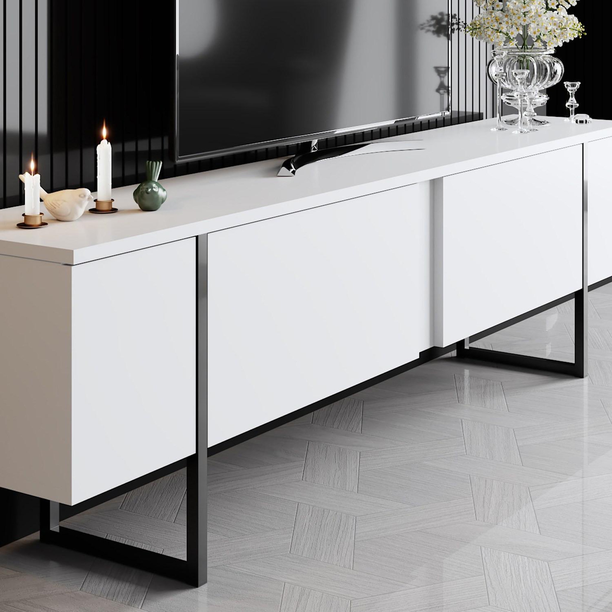Voir la diapositive 4 : Habitat et Jardin Meuble tv en bois  luxe  - 180 x 30 x 50 cm - blanc