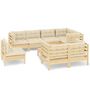 Voir la diapositive 2 : VIDAXL Salon de jardin 9 pcs avec coussins creme bois de pin massif