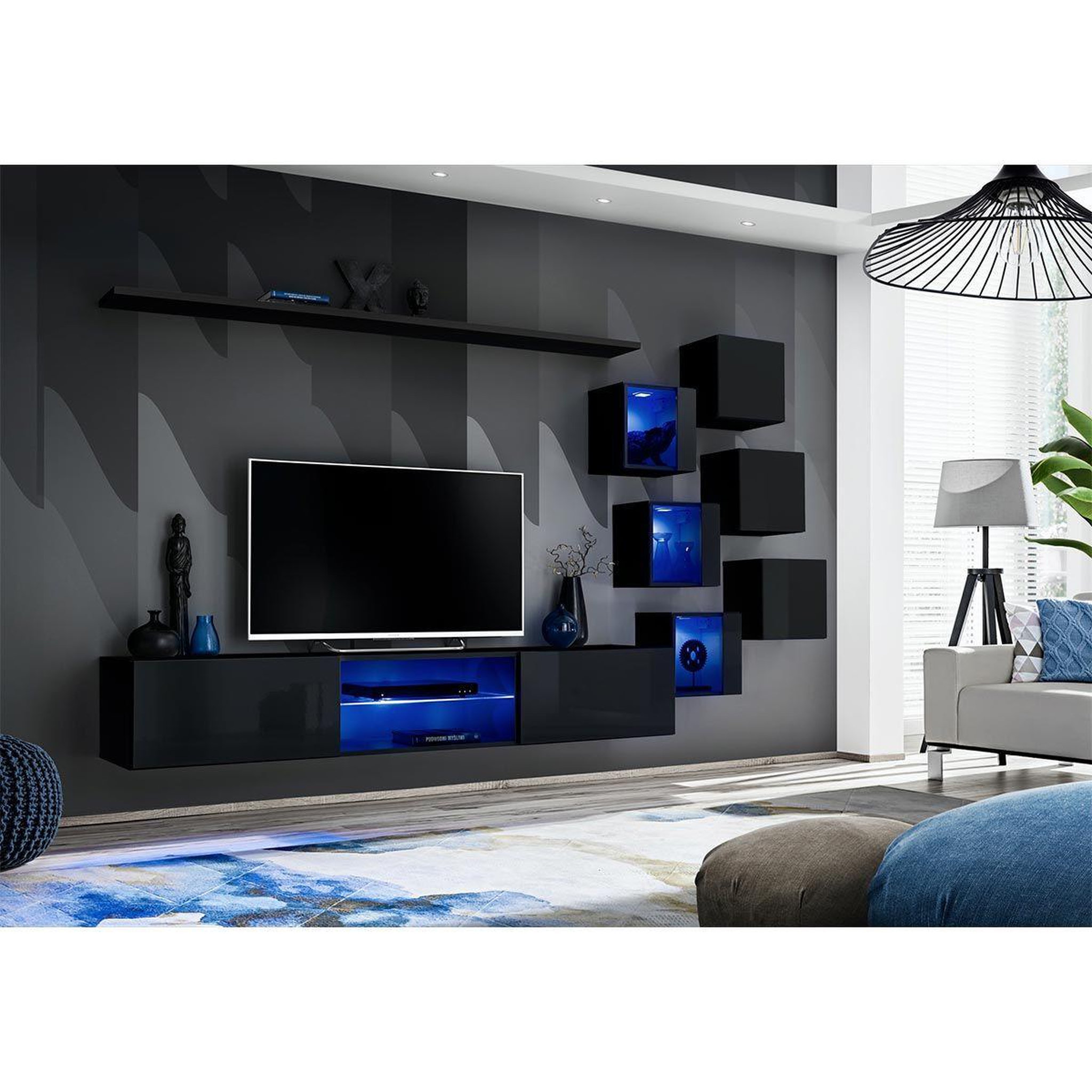 Voir la diapositive 2 : Paris Prix Ensemble meuble tv design  switch xxi  260cm noir