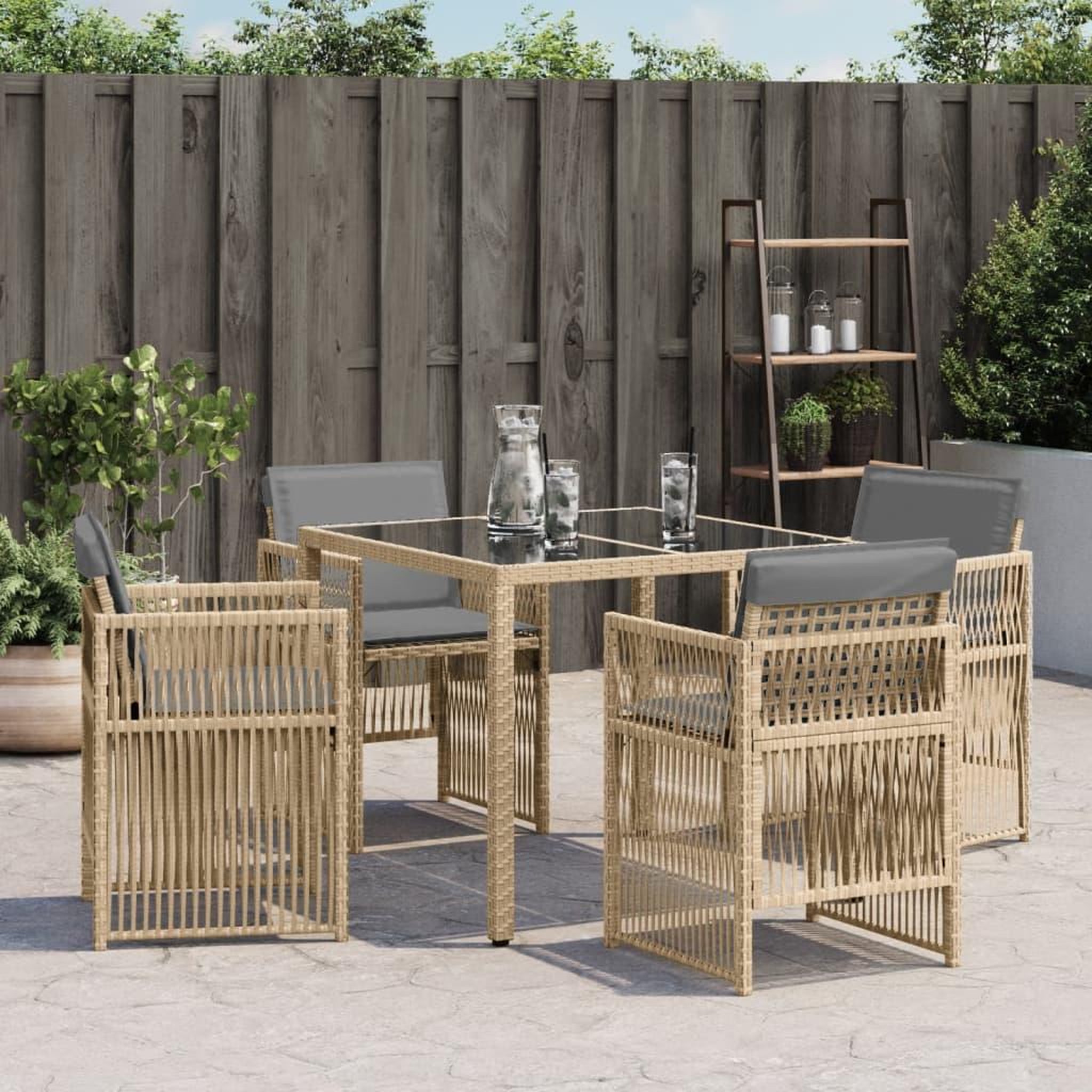 Voir la diapositive 3 : VIDAXL Chaises de jardin avec coussins lot de 4 melange beige