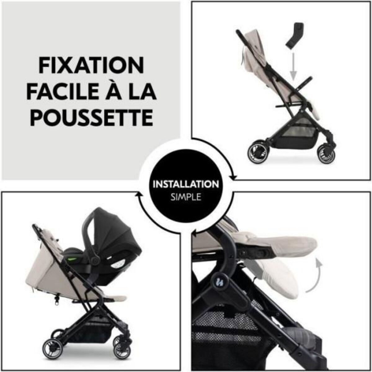 HAUCK Adaptateurs universels cosy - HAUCK - Pour poussette TRAVEL N CARE / PLUS - Noir