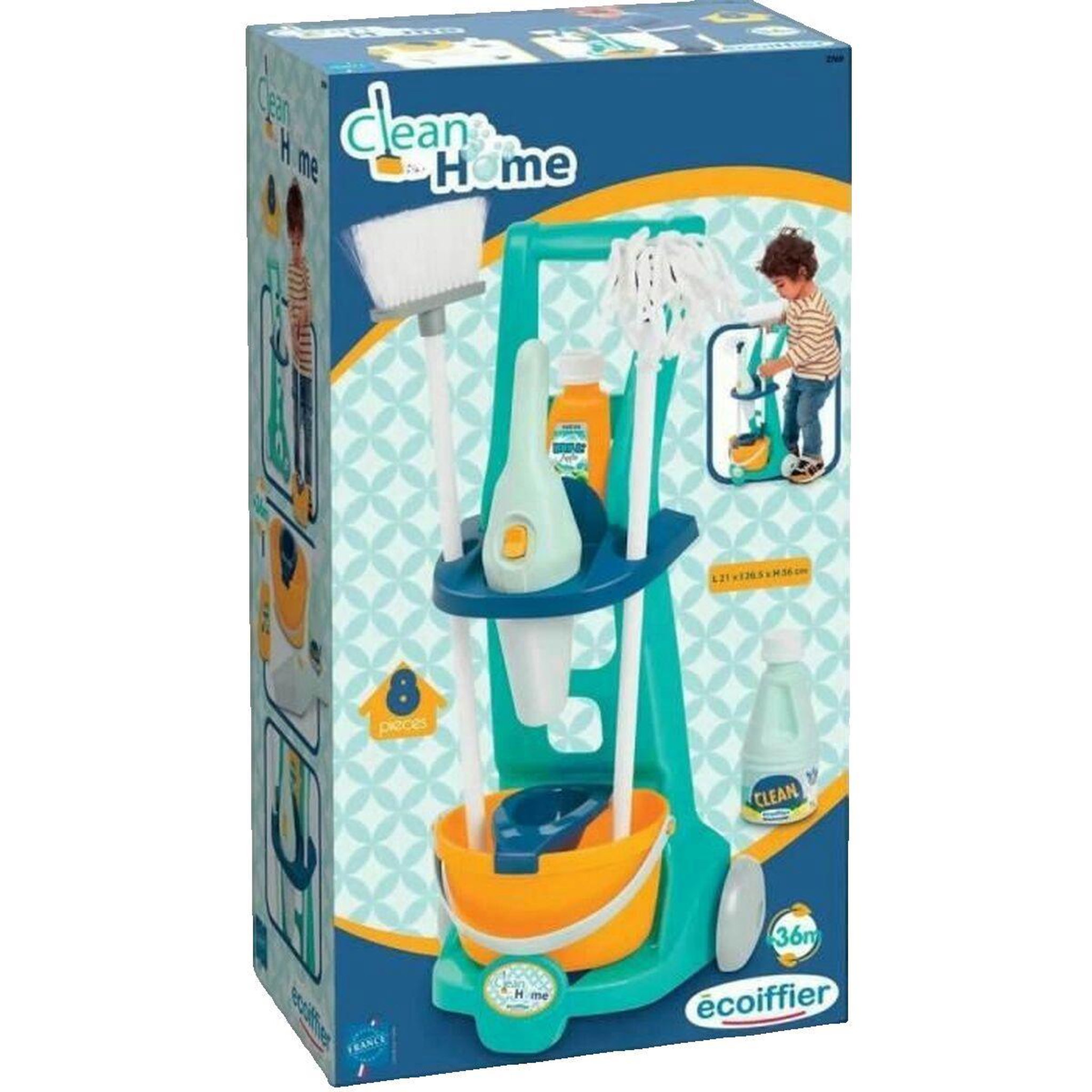 Ecoiffier Chariot de nettoyage Ecoiffier multicolore