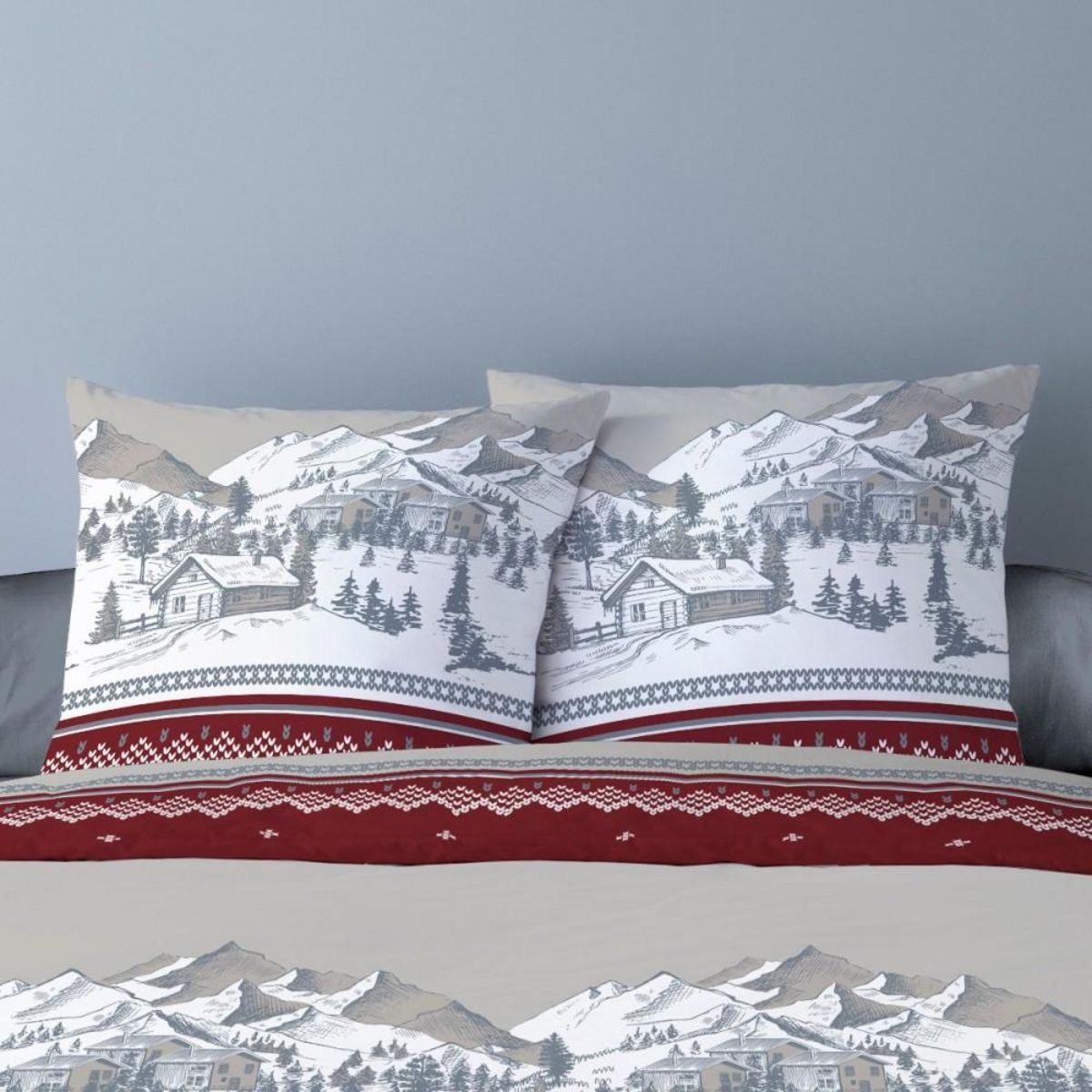 Dourev Housse de couette 240x220 + 2 taies flanelle 100% coton