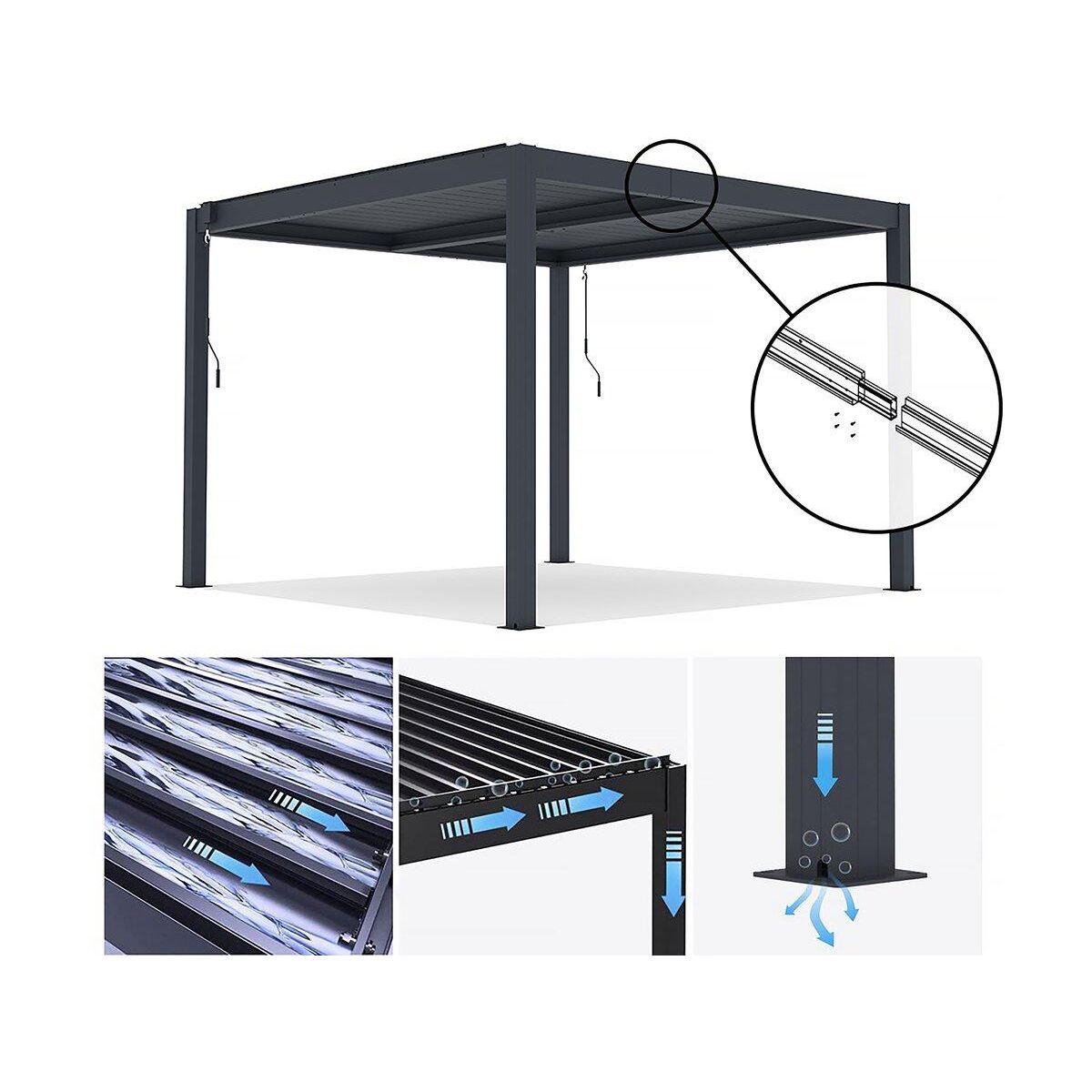 Habitat et Jardin Pergola bioclimatique en aluminium  Windsor  - 3 x 3 m - Anthracite