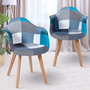 Voir la diapositive 2 : ID MARKET Lot de 2 chaises de salle à manger scandinaves, fauteuils de table SARA motifs patchworks bleus