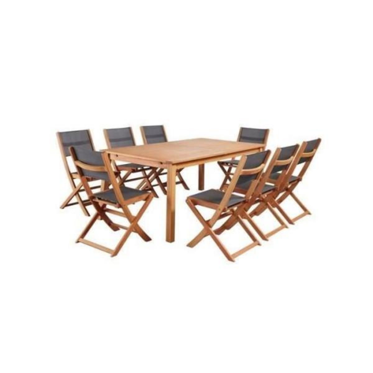 MARKET24 Ensemble repas de jardin 6 a 8 personnes - Table extensible 180/240 x 100 cm + 6 chaises assises textilene - Bois Eucalyptus FSC