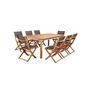 Voir la diapositive 3 : MARKET24 Ensemble repas de jardin 6 a 8 personnes - Table extensible 180/240 x 100 cm + 6 chaises assises textilene - Bois Eucalyptus FSC