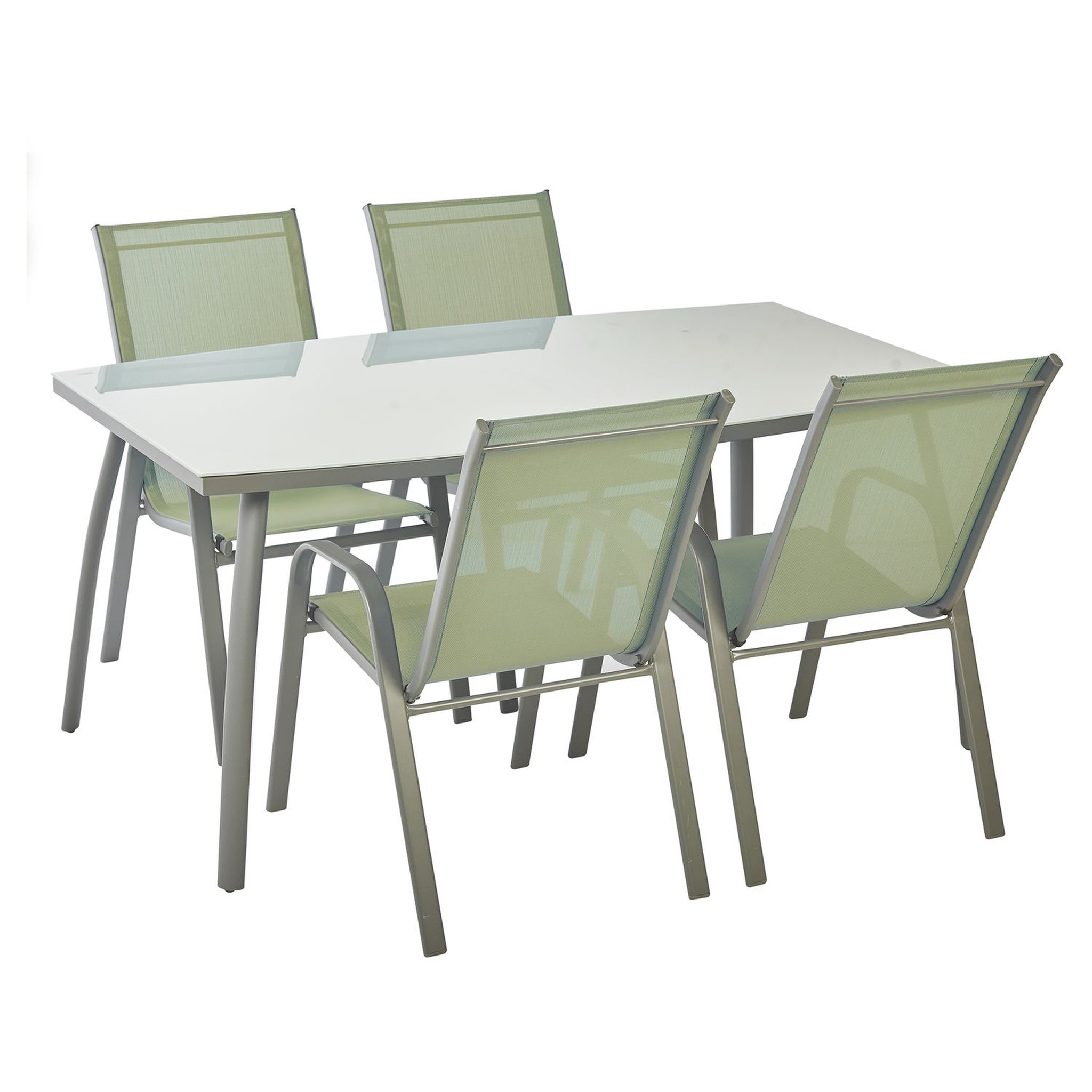 Voir la diapositive 2 : GARDENSTAR Table de jardin rectangulaire - 4/6 places - Acier et verre - Gris