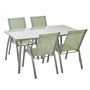 Voir la diapositive 2 : GARDENSTAR Table de jardin rectangulaire - 4/6 places - Acier et verre - Gris