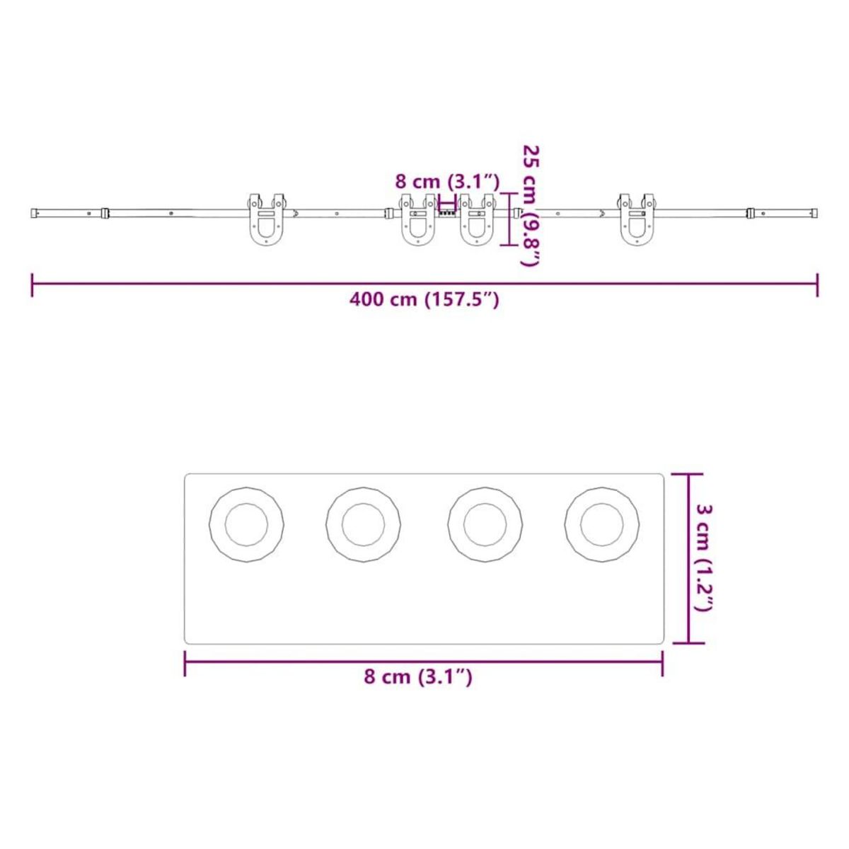 VIDAXL Kit de quincaillerie de porte coulissante 400 cm acier noir