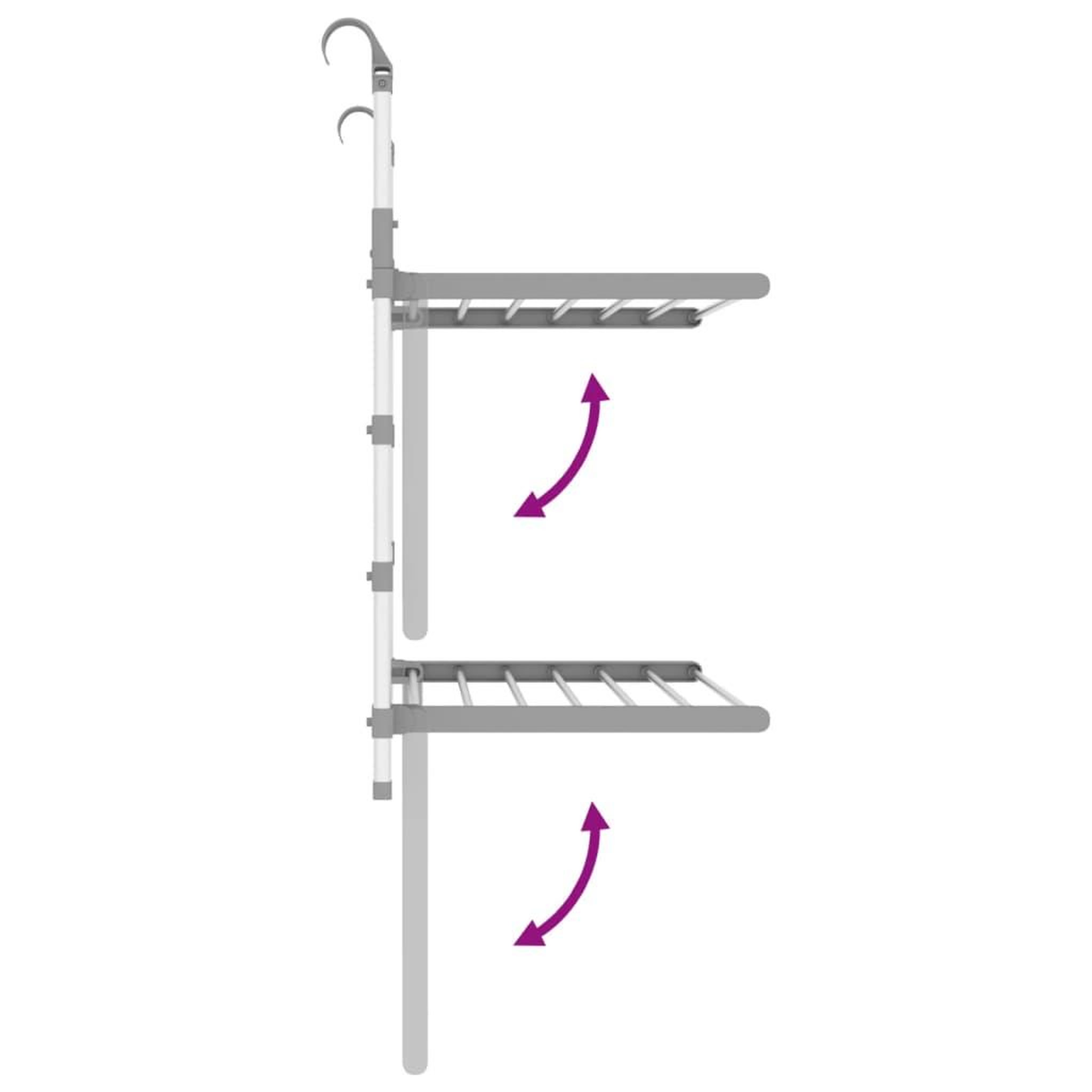 Voir la diapositive 5 : VIDAXL Sechoir a linge pour balcon 54x25x42 cm aluminium