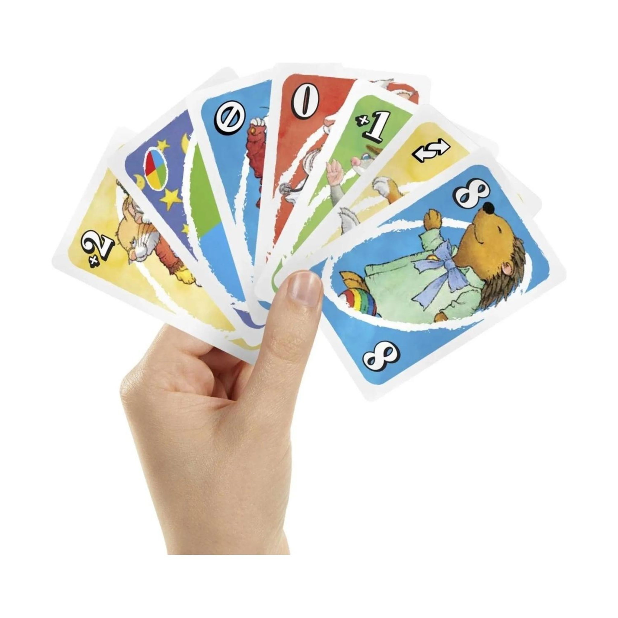 Voir la diapositive 6 : MATTEL Jeu de cartes UNO Junior Leo Lausemaus