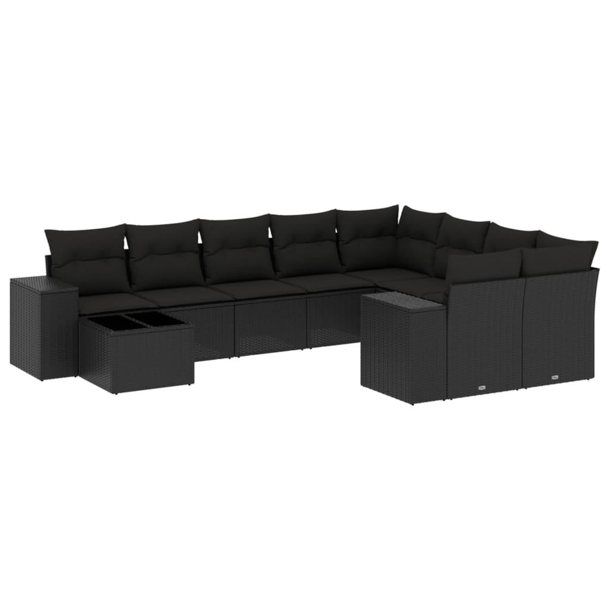 Voir la diapositive 2 : VIDAXL Salon de jardin 10 pcs avec coussins noir resine tressee