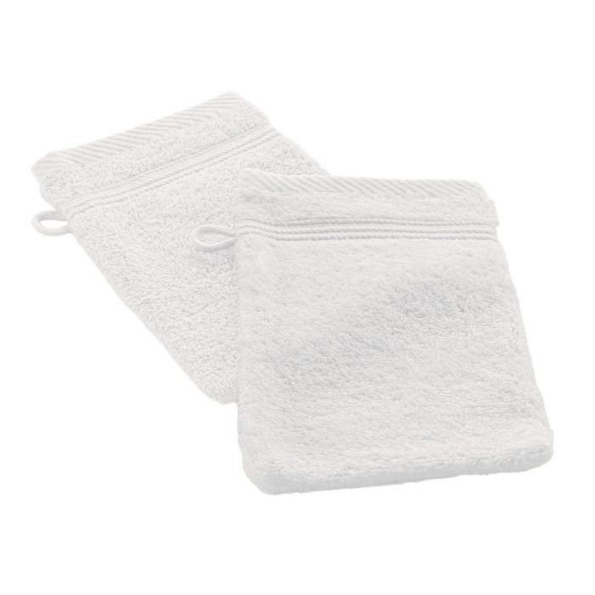 Paris Prix Lot de 2 Gants de Toilette  Tendresse  15x21cm Blanc