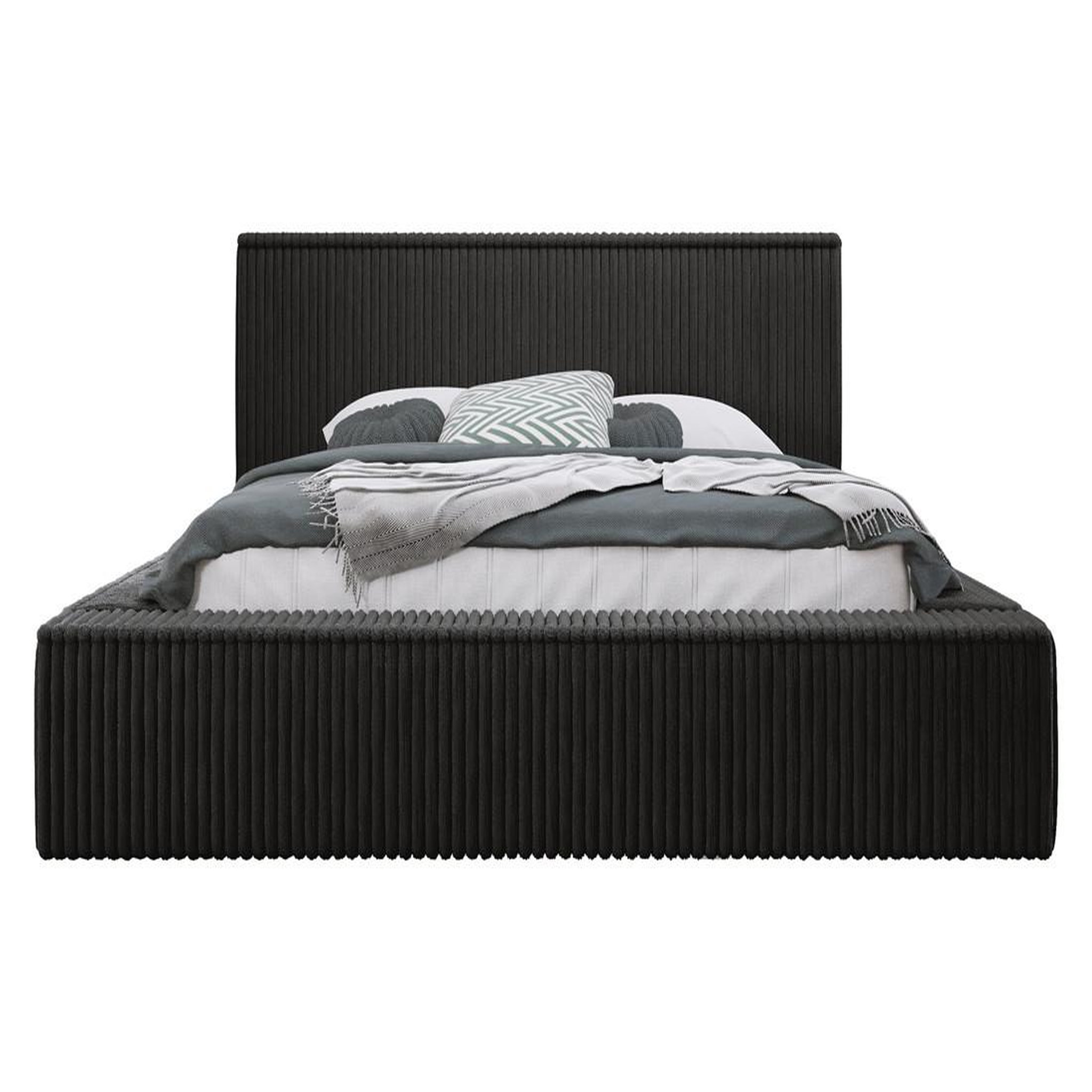 Voir la diapositive 2 : BEST MOBILIER Swan - lit coffre - 180x200 cm - sommier inclus - en velours côtelé grosses côtes