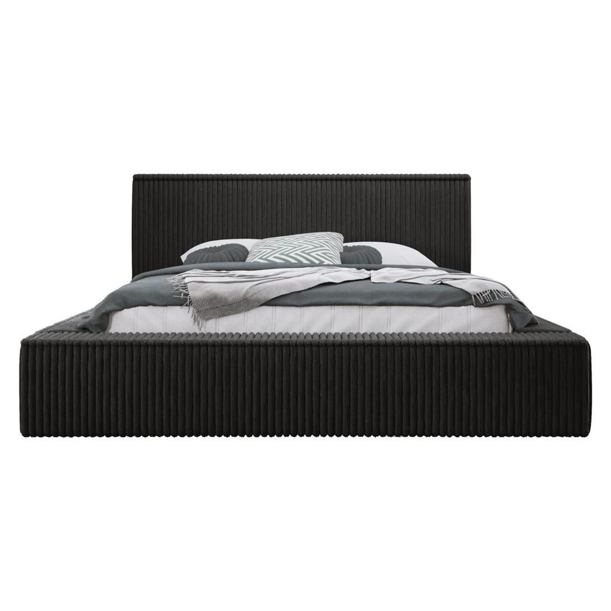 BEST MOBILIER Swan - lit coffre - 180x200 cm - sommier inclus - en velours côtelé grosses côtes