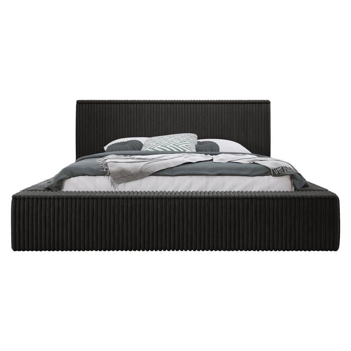 BEST MOBILIER Swan - lit coffre - 180x200 cm - sommier inclus - en velours côtelé grosses côtes