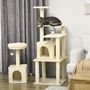 Voir la diapositive 2 : PAWHUT Arbre à chat modulable - griffoirs, 2 niches, 4 plateformes, 2 boules suspendues - peluche douce beige
