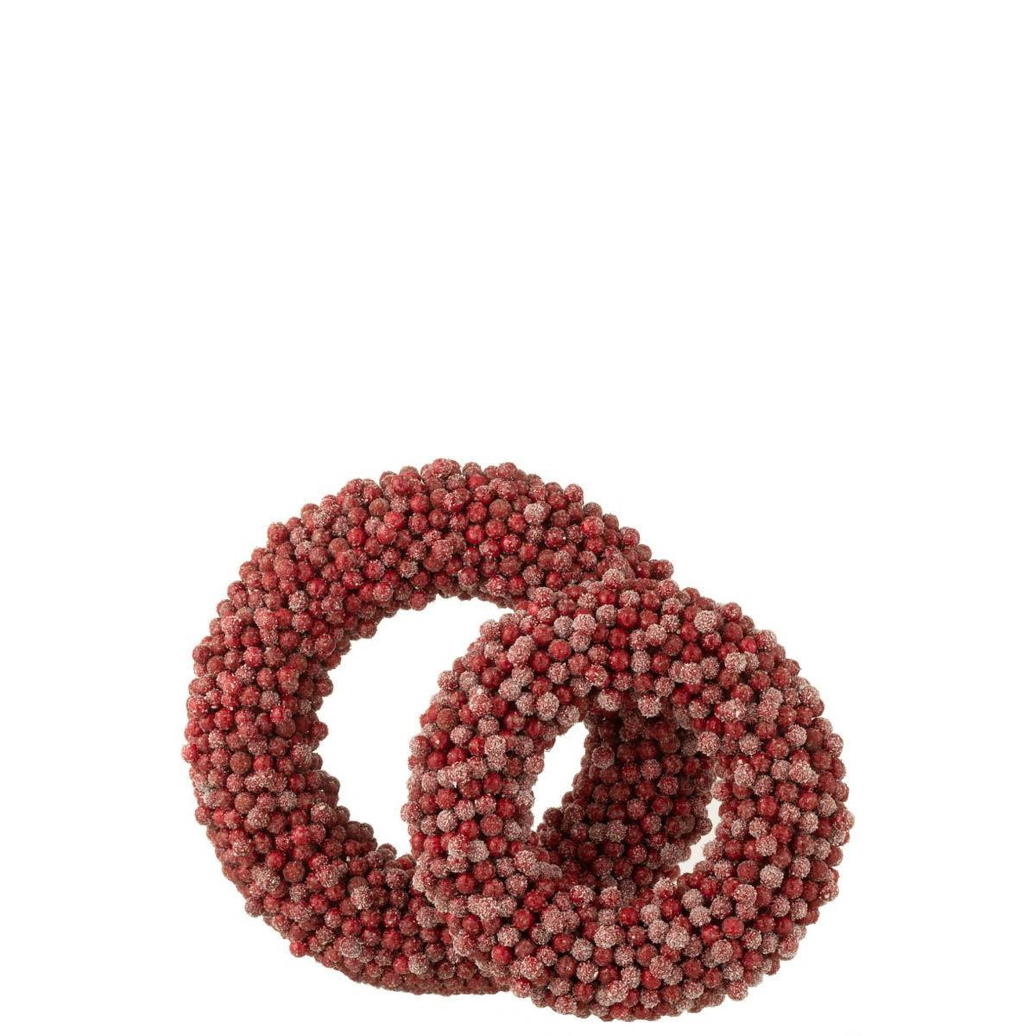 Voir la diapositive 3 : J-LINE Couronne de noël ronde  baies  45cm rouge