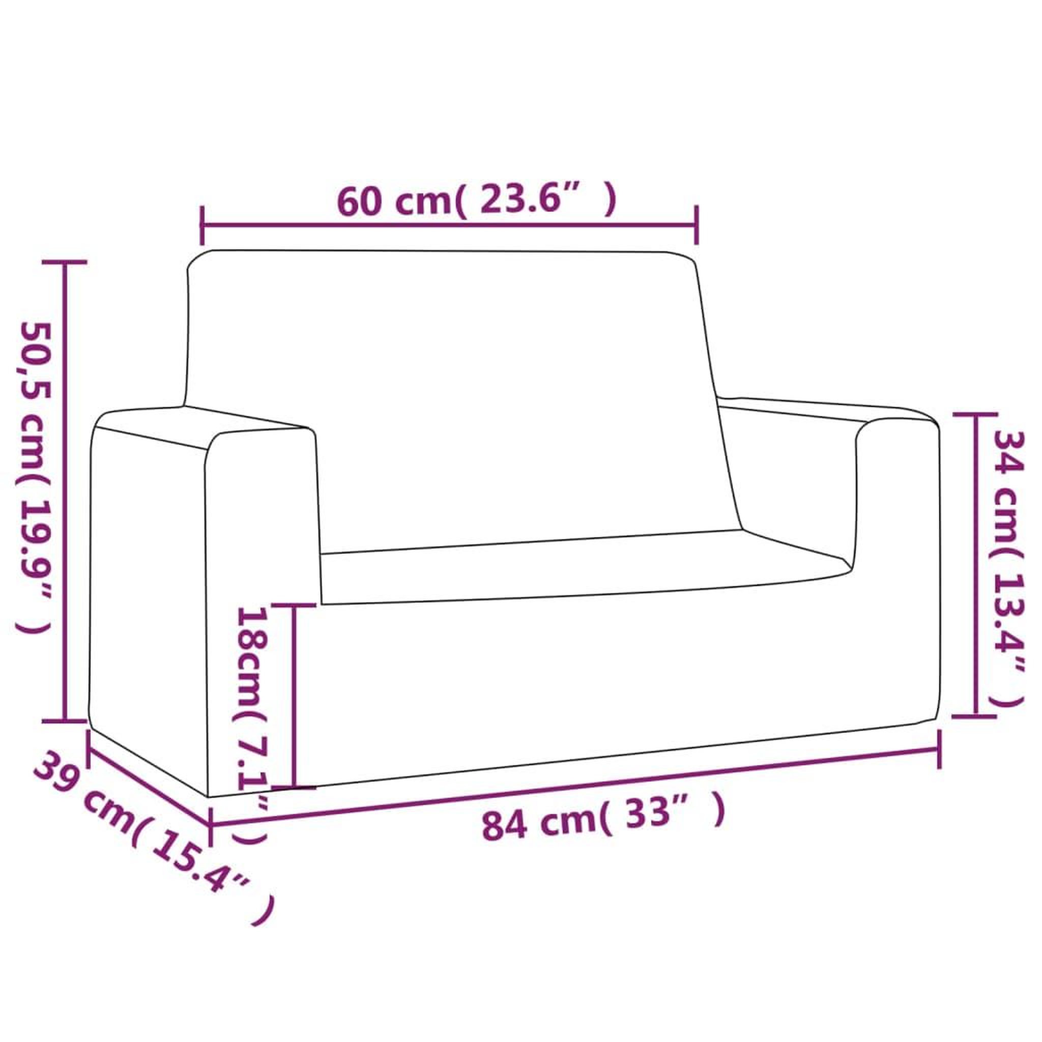 Voir la diapositive 6 : VIDAXL Canape pour enfants a 2 places Gris clair etoiles Peluche douce