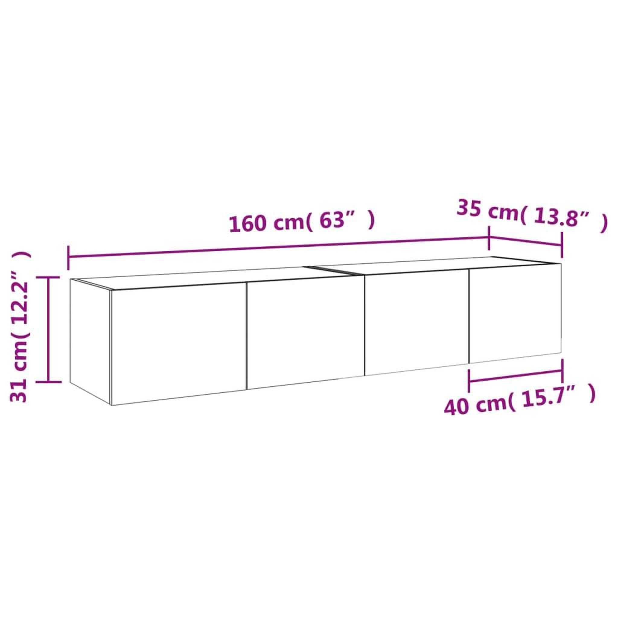 Voir la diapositive 6 : VIDAXL Meubles TV muraux avec lumieres LED 2 pcs blanc 80x35x31 cm