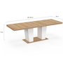 Voir la diapositive 5 : ID MARKET Table à manger extensible rectangle ELIAD 8-12 personnes bois et blanc 200-250 cm