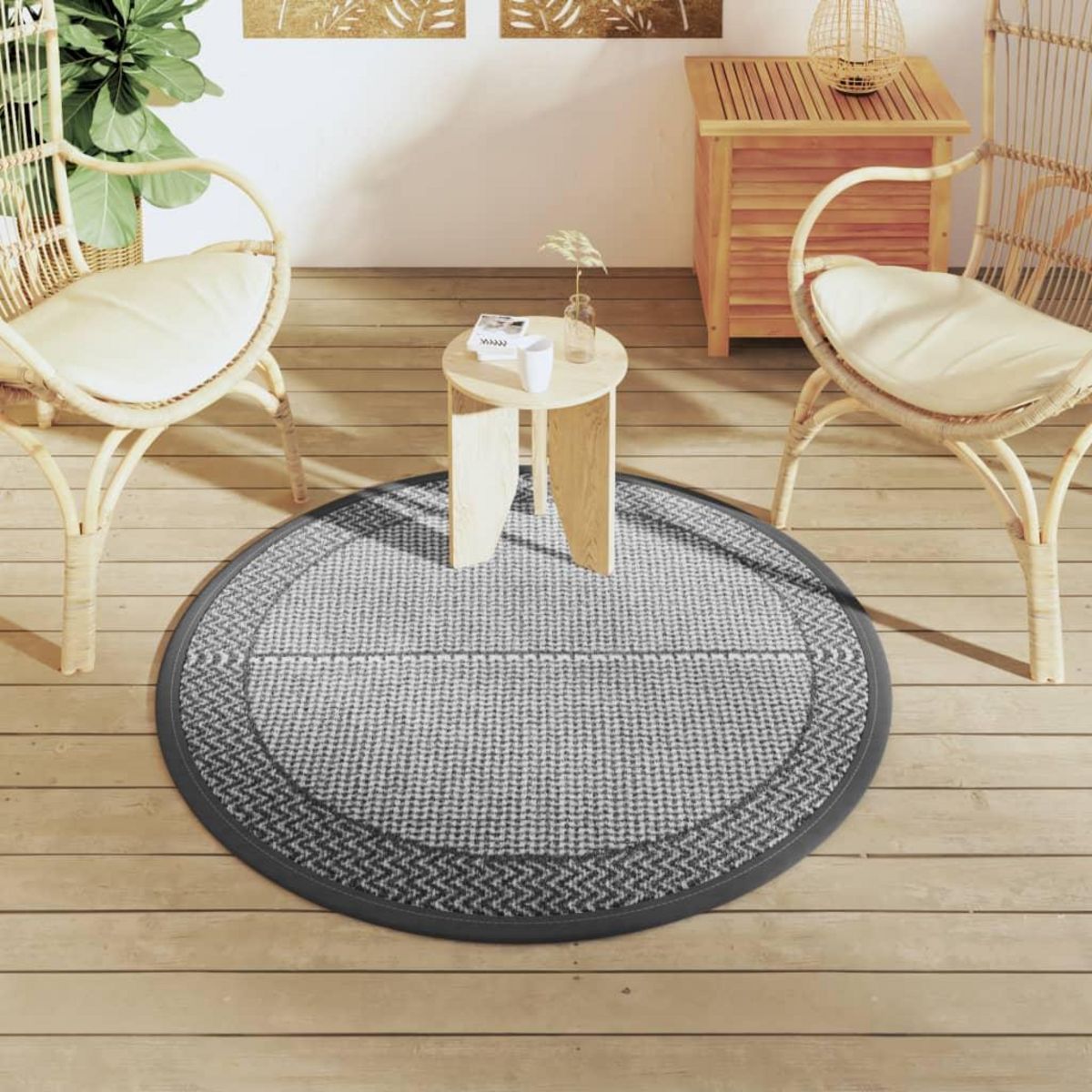 VIDAXL Tapis d'exterieur ARAKIL gris Ø120 cm PP
