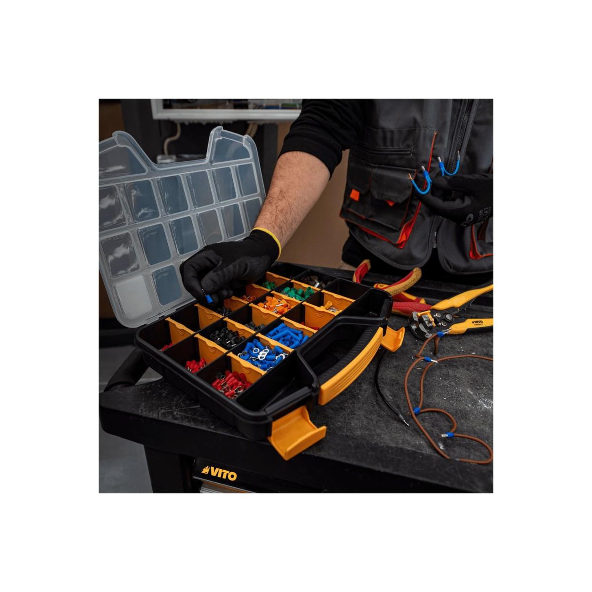 Voir la diapositive 2 : VITO Boîte de rangement 20 compartiments amovibles - organiseur transparent multifonction pour petites pièces vis, boulons vito