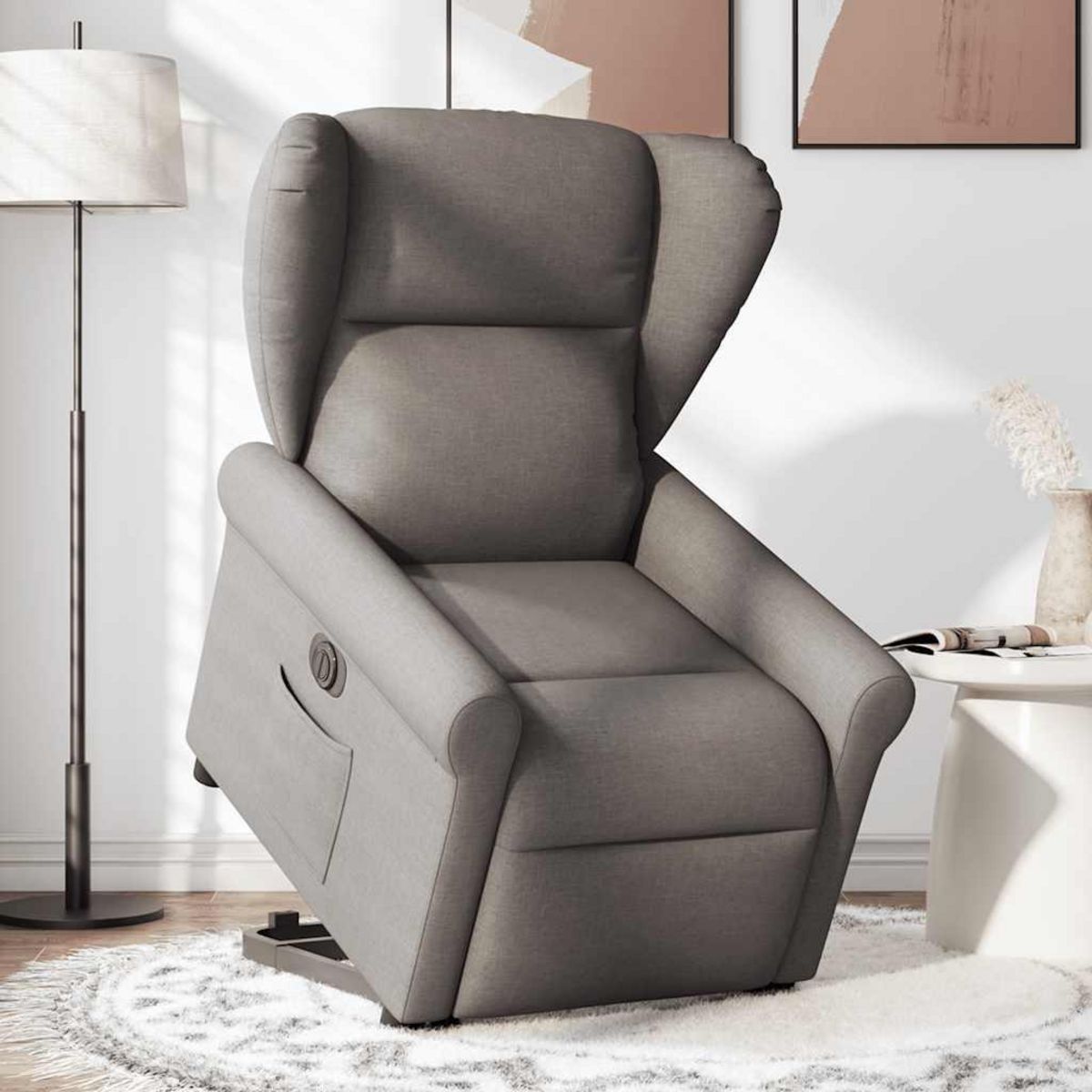 VIDAXL Fauteuil inclinable electrique taupe tissu