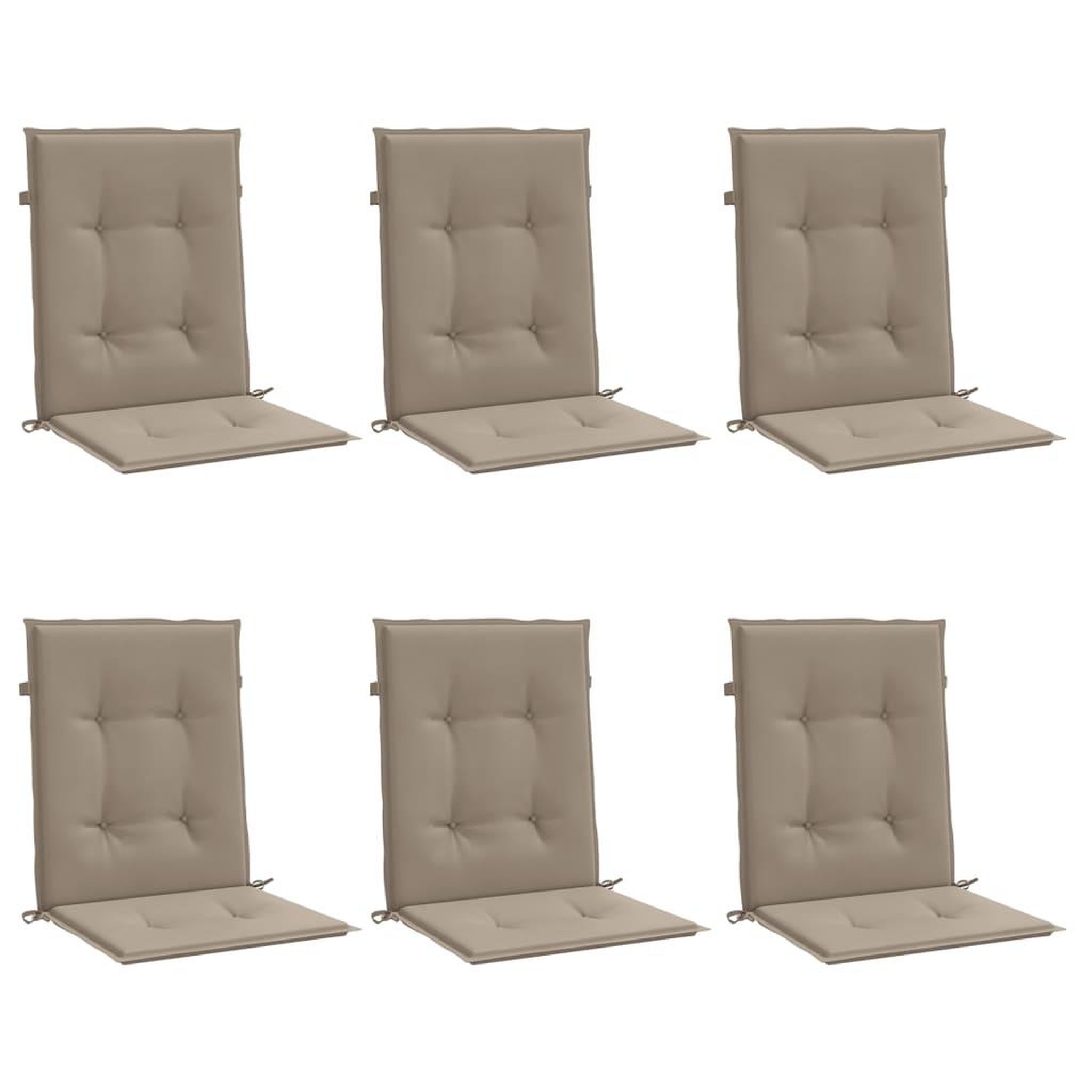 Voir la diapositive 3 : VIDAXL Coussins de chaise de jardin a dossier bas lot de 6 taupe