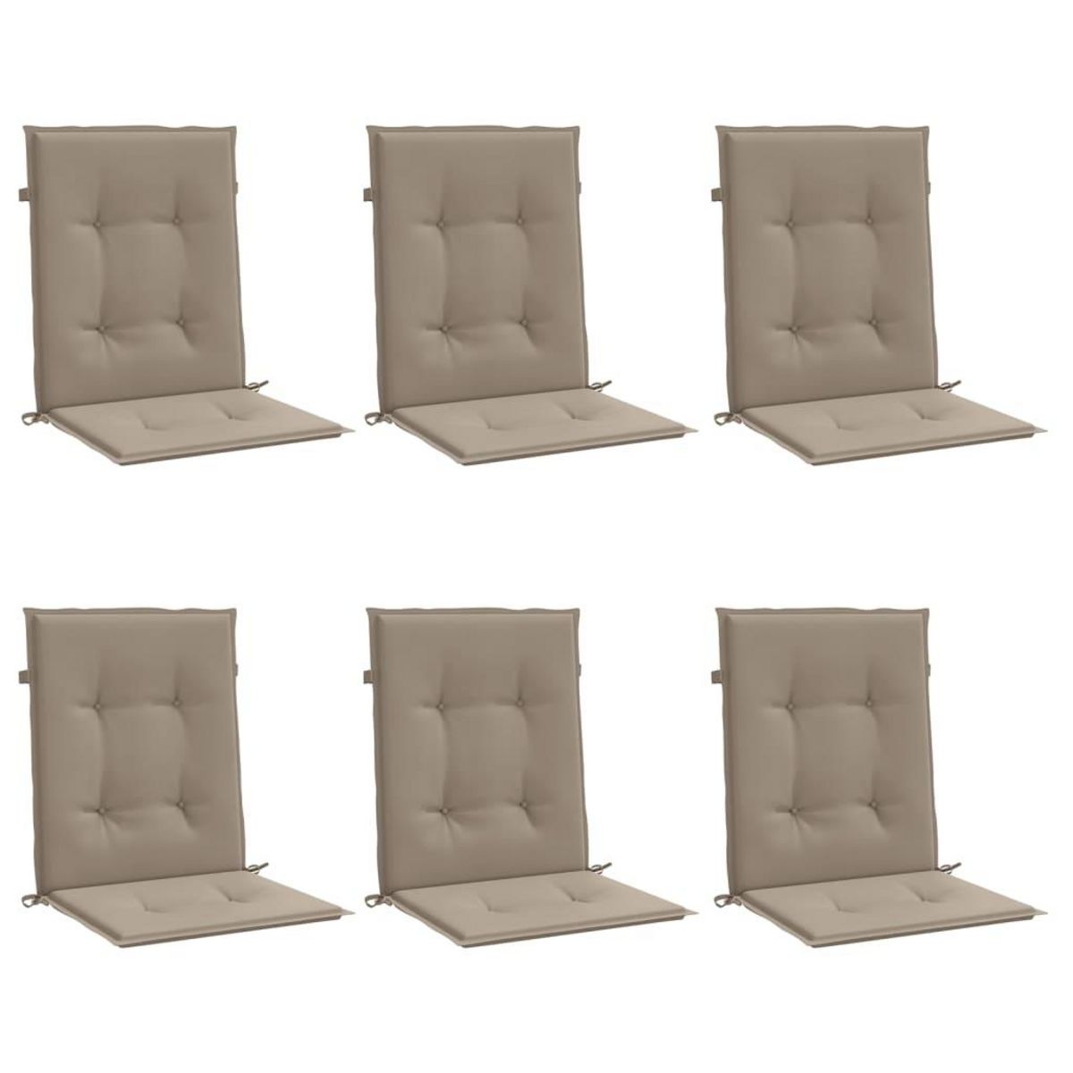 VIDAXL Coussins de chaise de jardin a dossier bas lot de 6 taupe