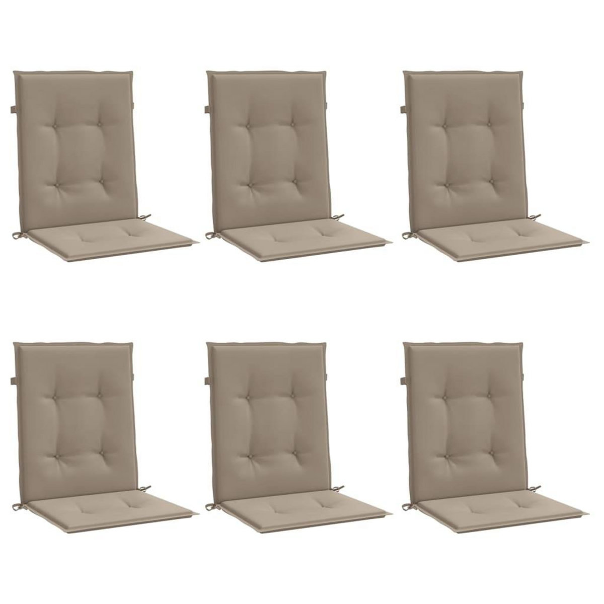 VIDAXL Coussins de chaise de jardin a dossier bas lot de 6 taupe
