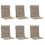 Voir la diapositive 3 : VIDAXL Coussins de chaise de jardin a dossier bas lot de 6 taupe