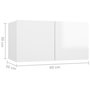 Voir la diapositive 6 : VIDAXL Meuble TV suspendu Blanc brillant 60x30x30 cm