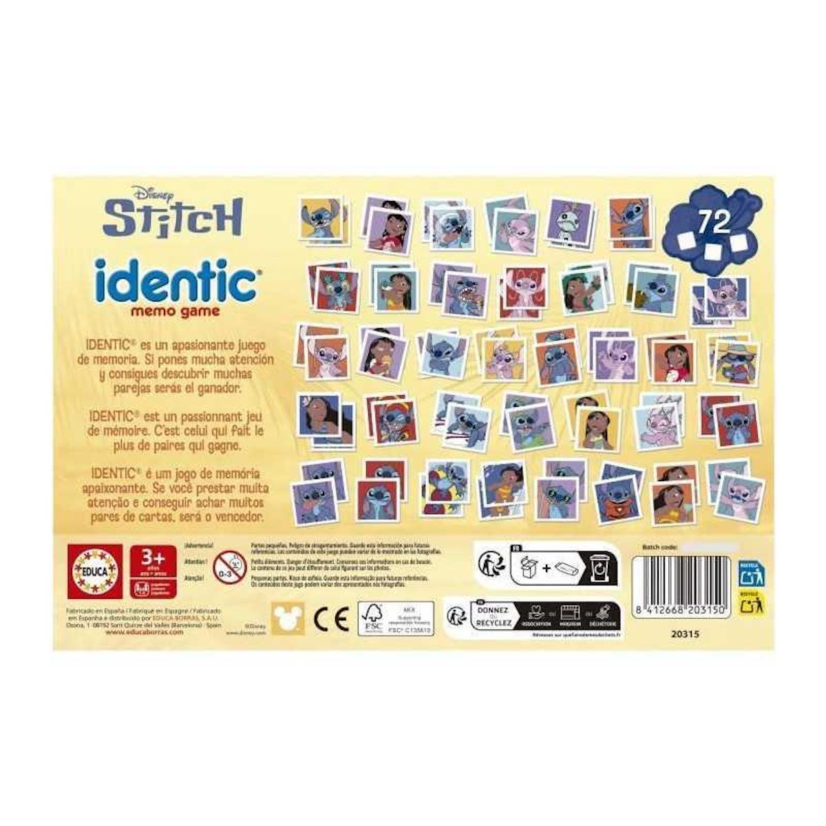 EDUCA Identic Stitch - Jeu de mémoire - EDUCA - 72 cartes, développe mémoire et attention - Des 3 ans