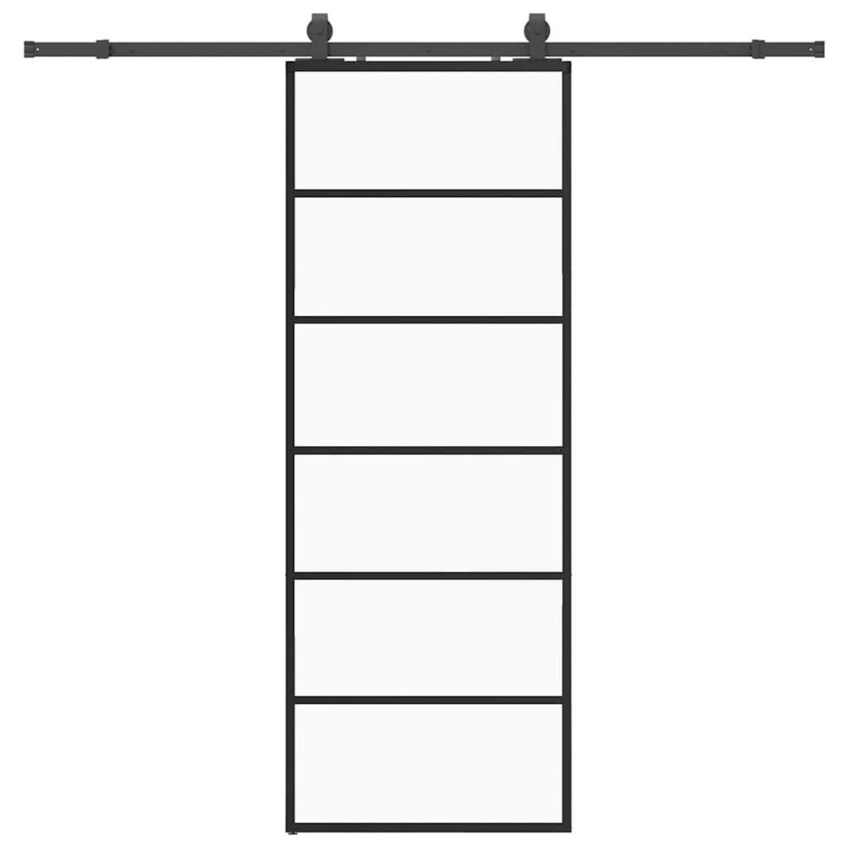 VIDAXL Porte coulissante kit de quincaillerie noir 76x205 cm verre ESG