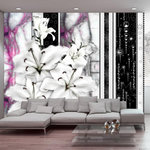 Paris Prix Papier Peint  Crying Lilies on Purple Marble. Coloris disponibles : Multicolore