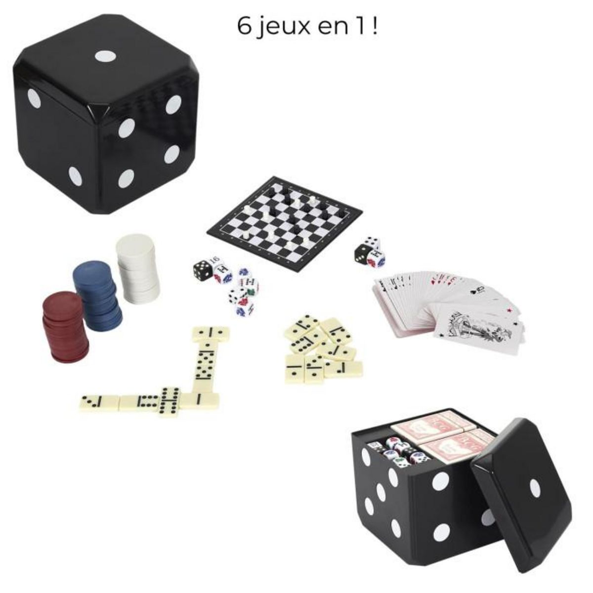 Paris Prix Cube de Jeux  6 en 1  16cm Noir & Blanc