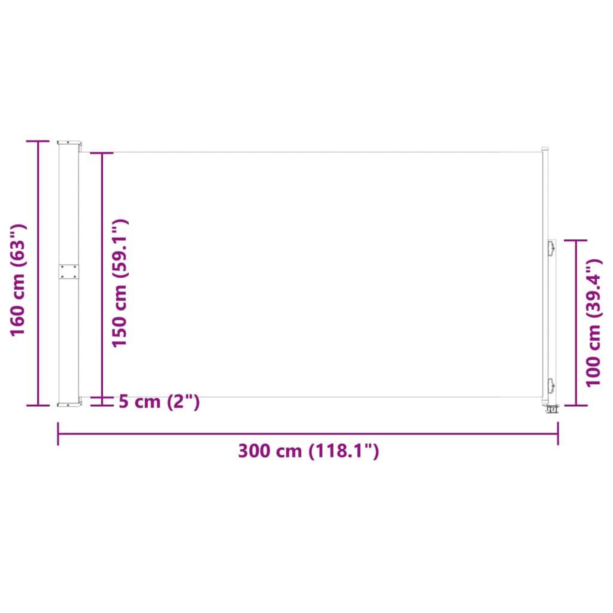 Voir la diapositive 6 : VIDAXL Auvent lateral retractable de patio 160x300 cm Bleu