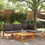 VIDAXL Salon de jardin avec coussins 5 pcs Bois d'acacia solide