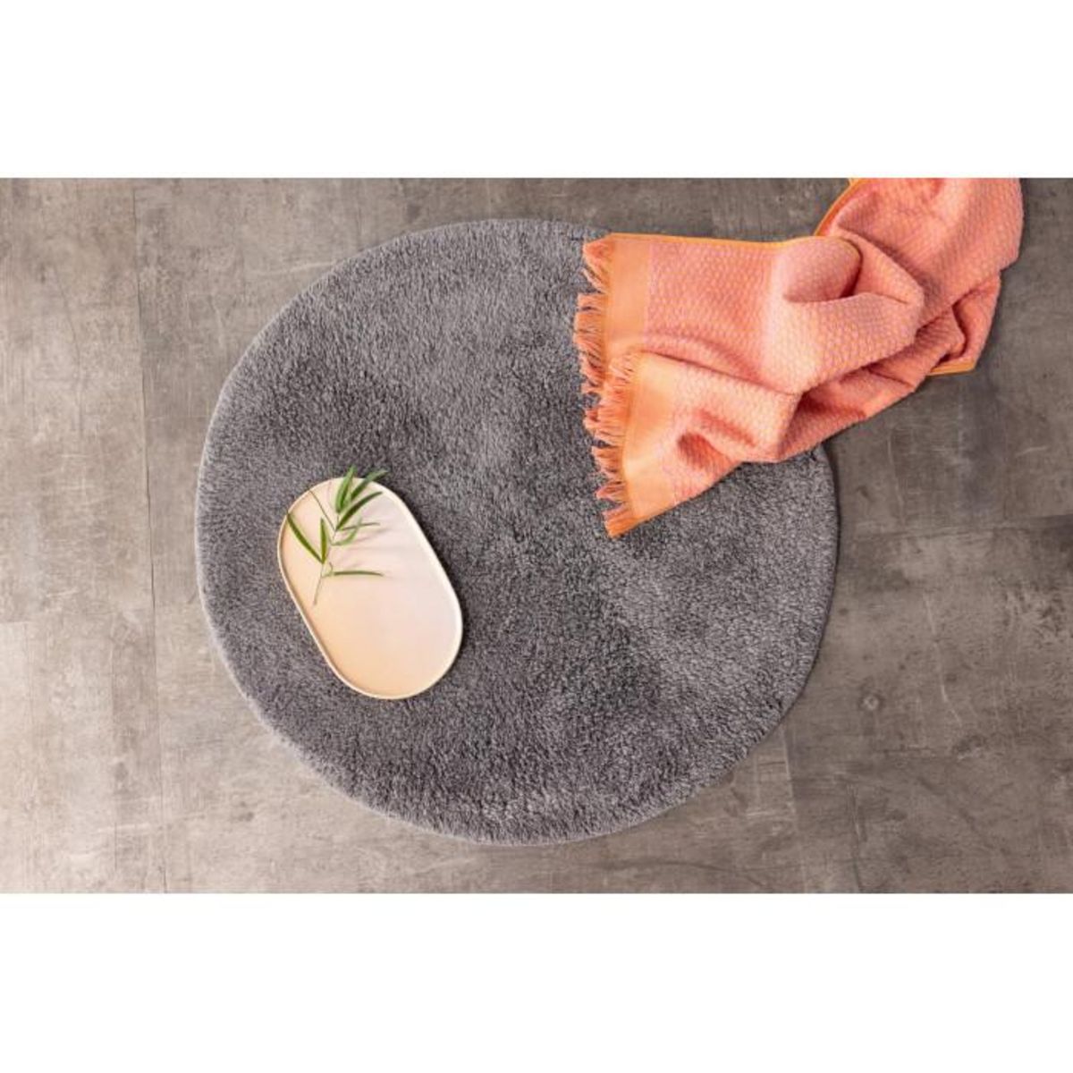 Paris Prix Tapis Rond de Salle de Bain  Valle  60cm Gris Foncé