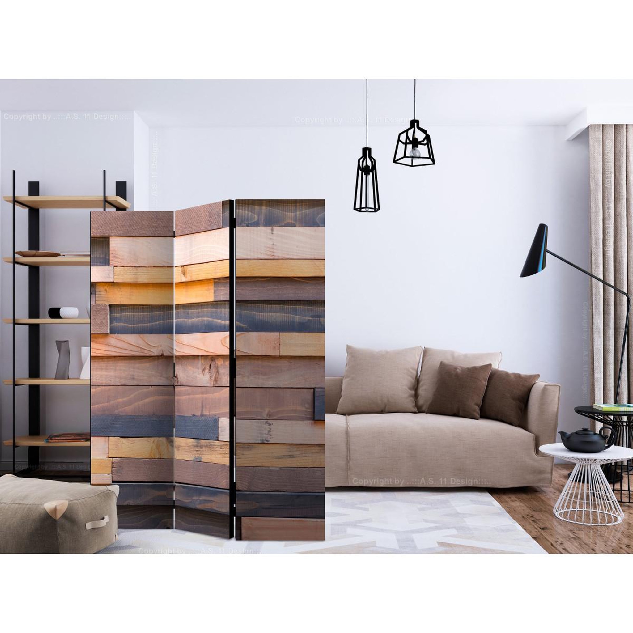 Voir la diapositive 2 : Paris Prix Paravent 3 volets  wooden castle  135x172cm