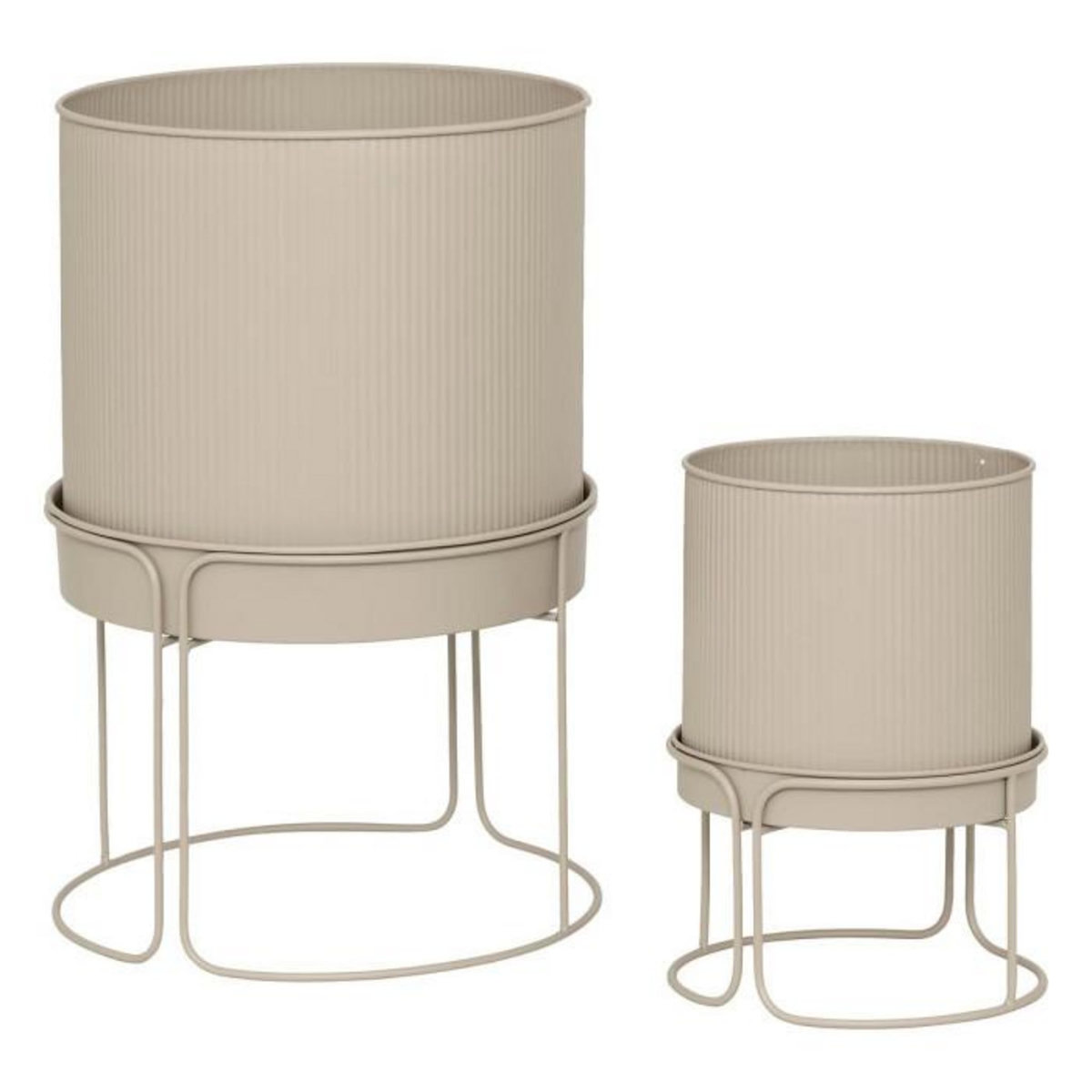 ATMOSPHERA Lot de 2 Cache-Pots en Métal  Aze  44cm Beige Lin