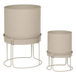 ATMOSPHERA Lot de 2 Cache-Pots en Métal  Aze  44cm Beige Lin